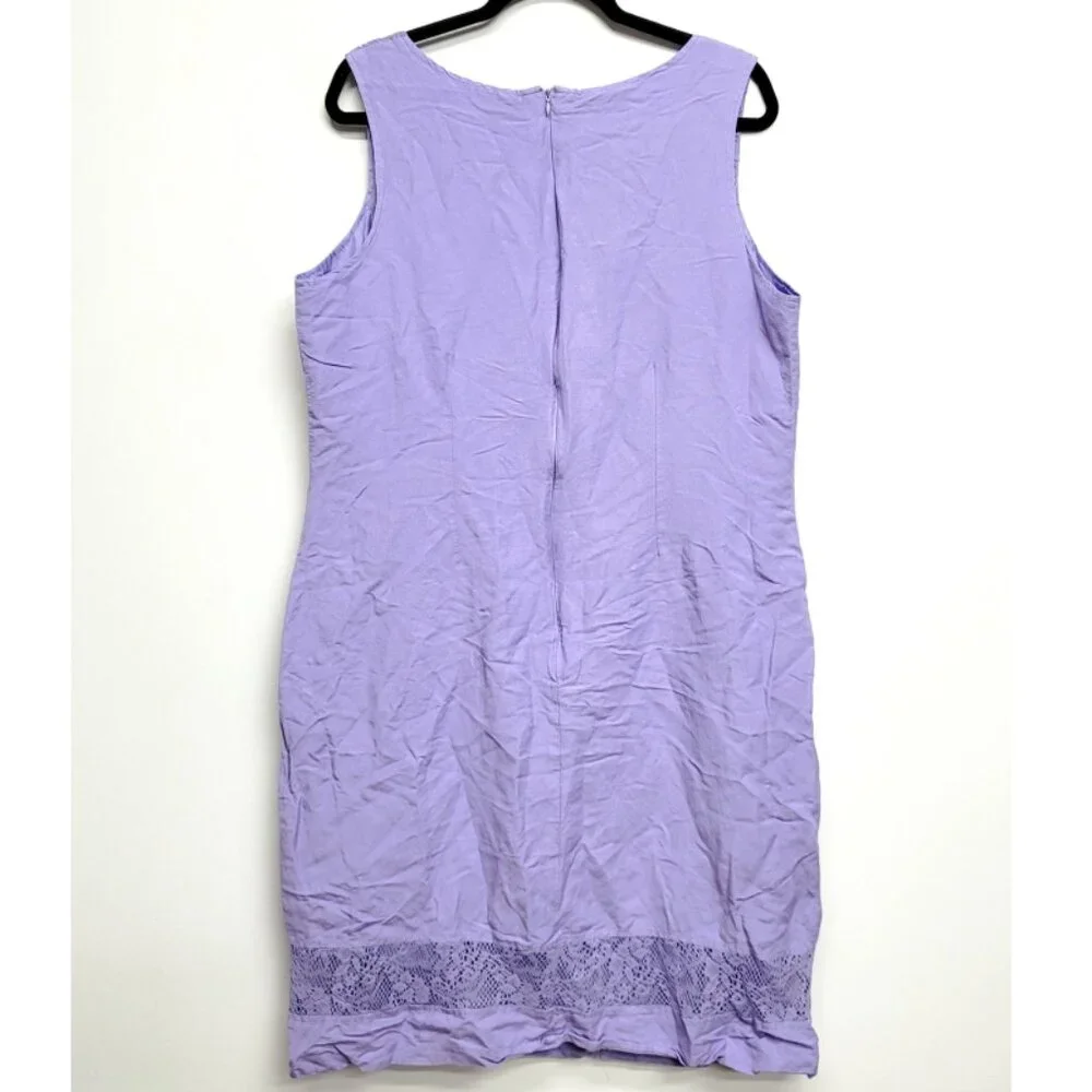 Ashley Stewart Purple Linen Crochet Detail Dress 16